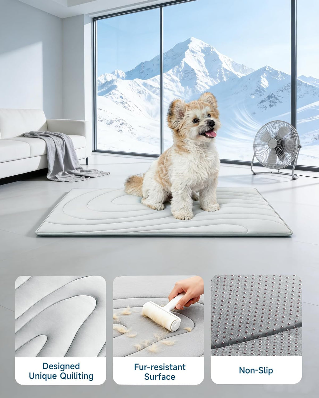 cooling mat for dogs, 48" x 28" washable showing dimensions