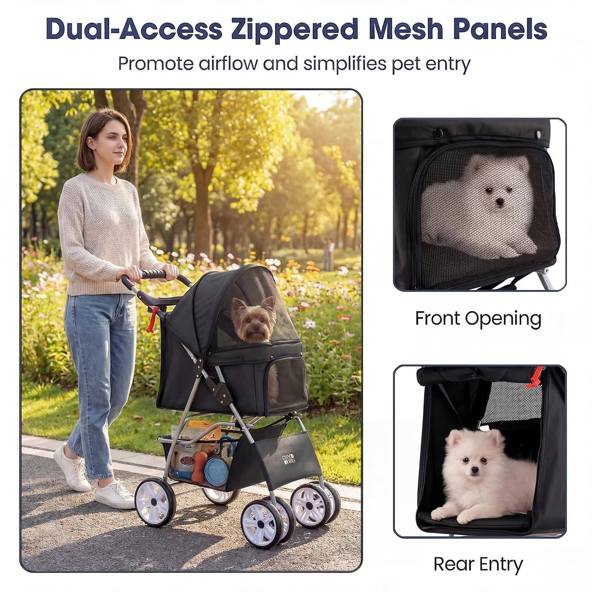 giantex foldable pet stroller for small dogs & shown in use