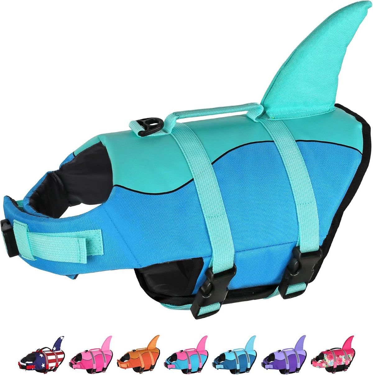 dogcheer dog life jacket, cute shark dog life, main product view