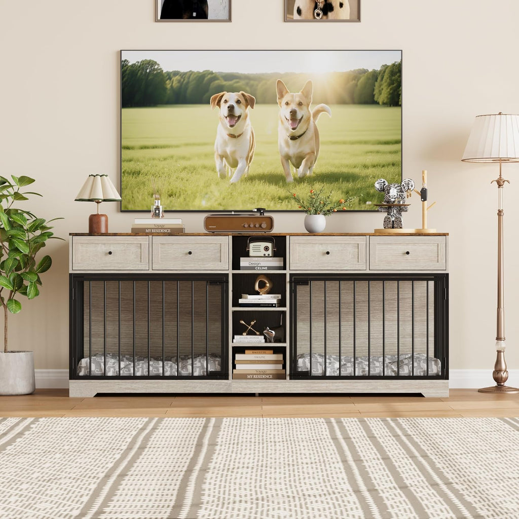 idealhouse 82” large dog crate for 2 dogs on a desk or shelf