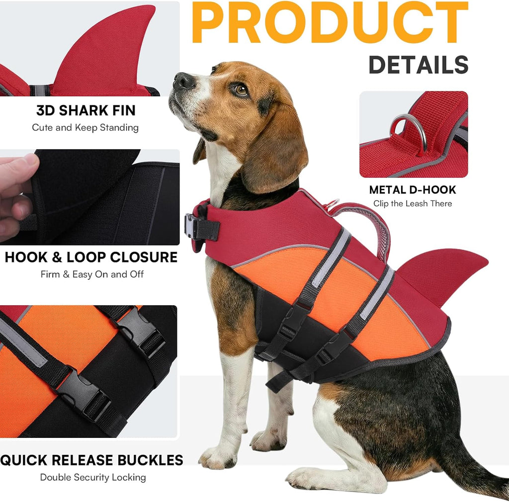 queenmore shark dog life vest - small dog, side view