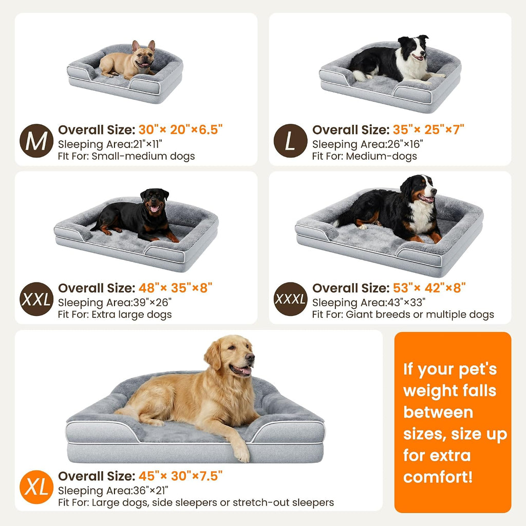 orthopedic dog bed for extra large dogs, 45"x30" shown in use