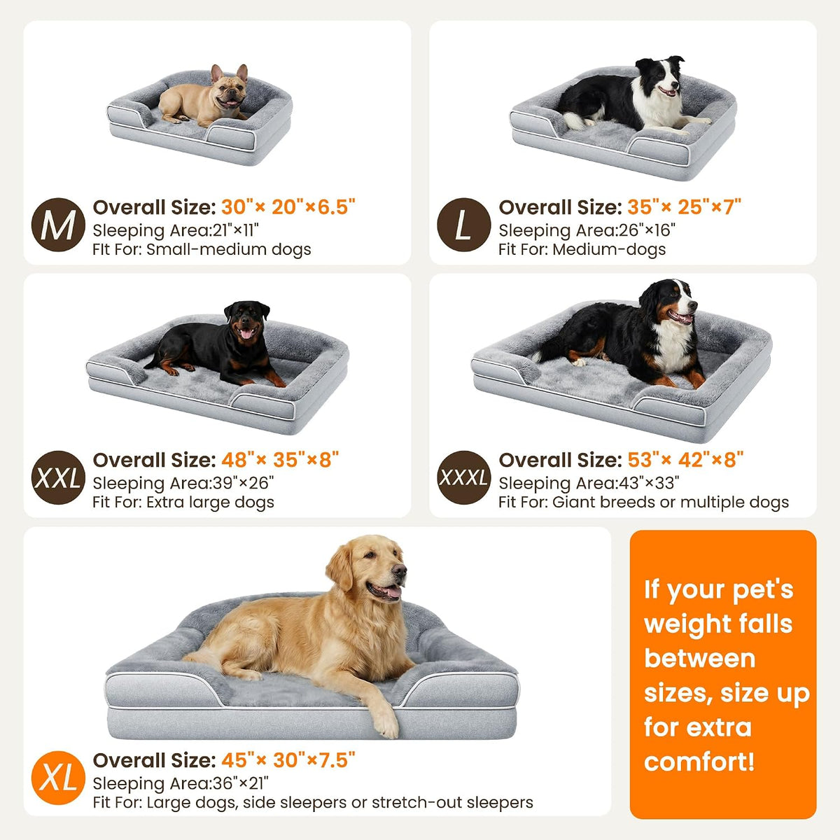 orthopedic dog bed for extra large dogs, 45"x30" shown in use
