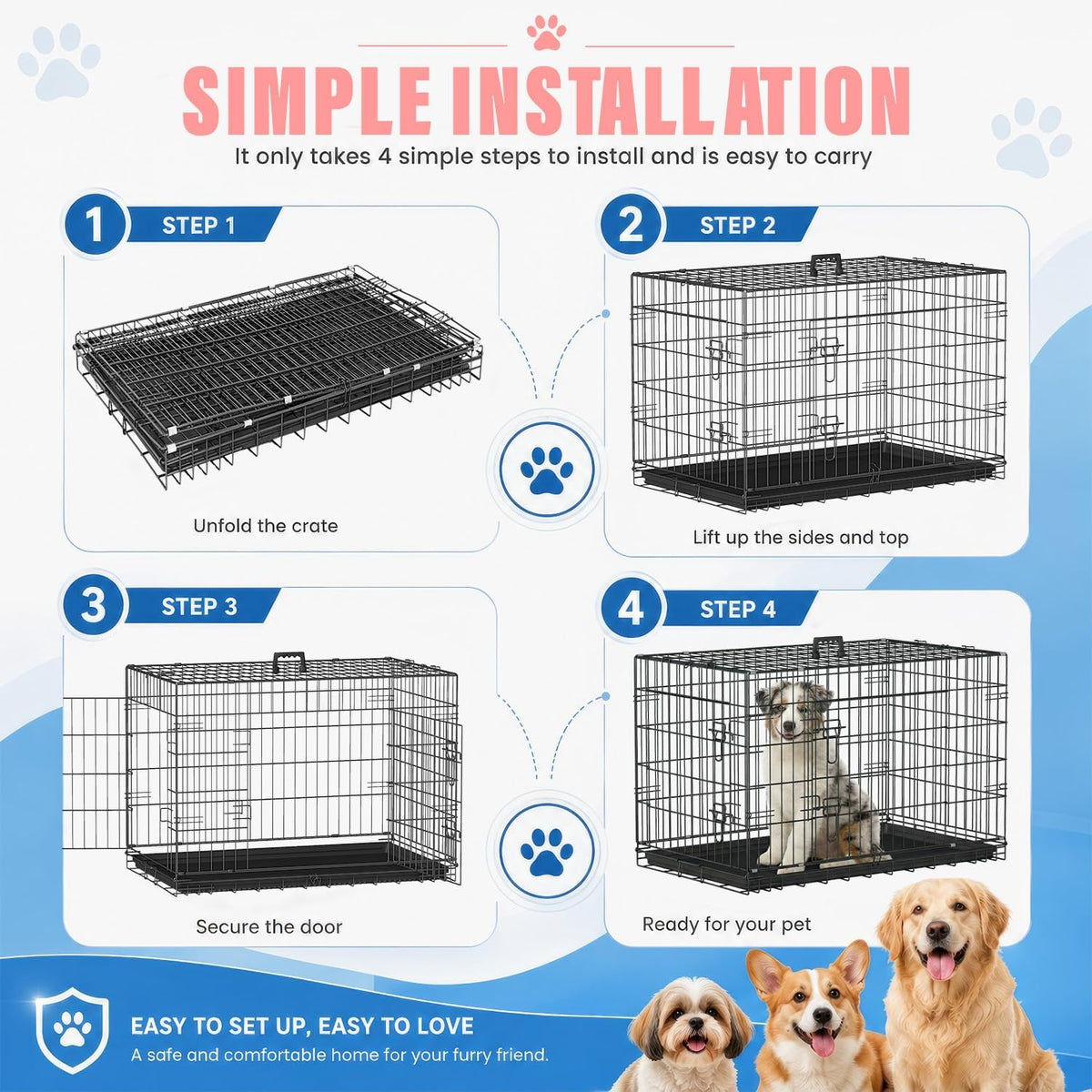 fdw dog crate for medium dogs 36 inch, package contents