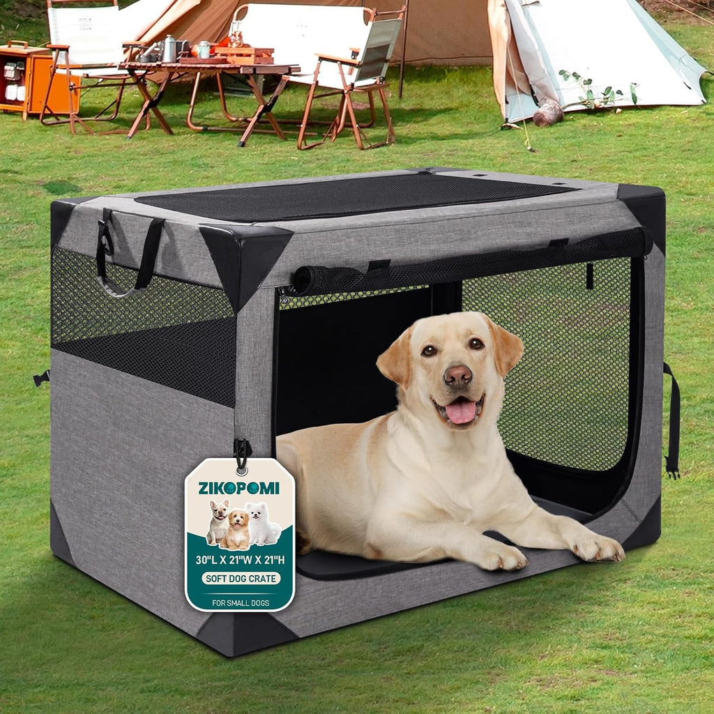 zikopomi 30 inch portable soft foldable dog crate, main product view