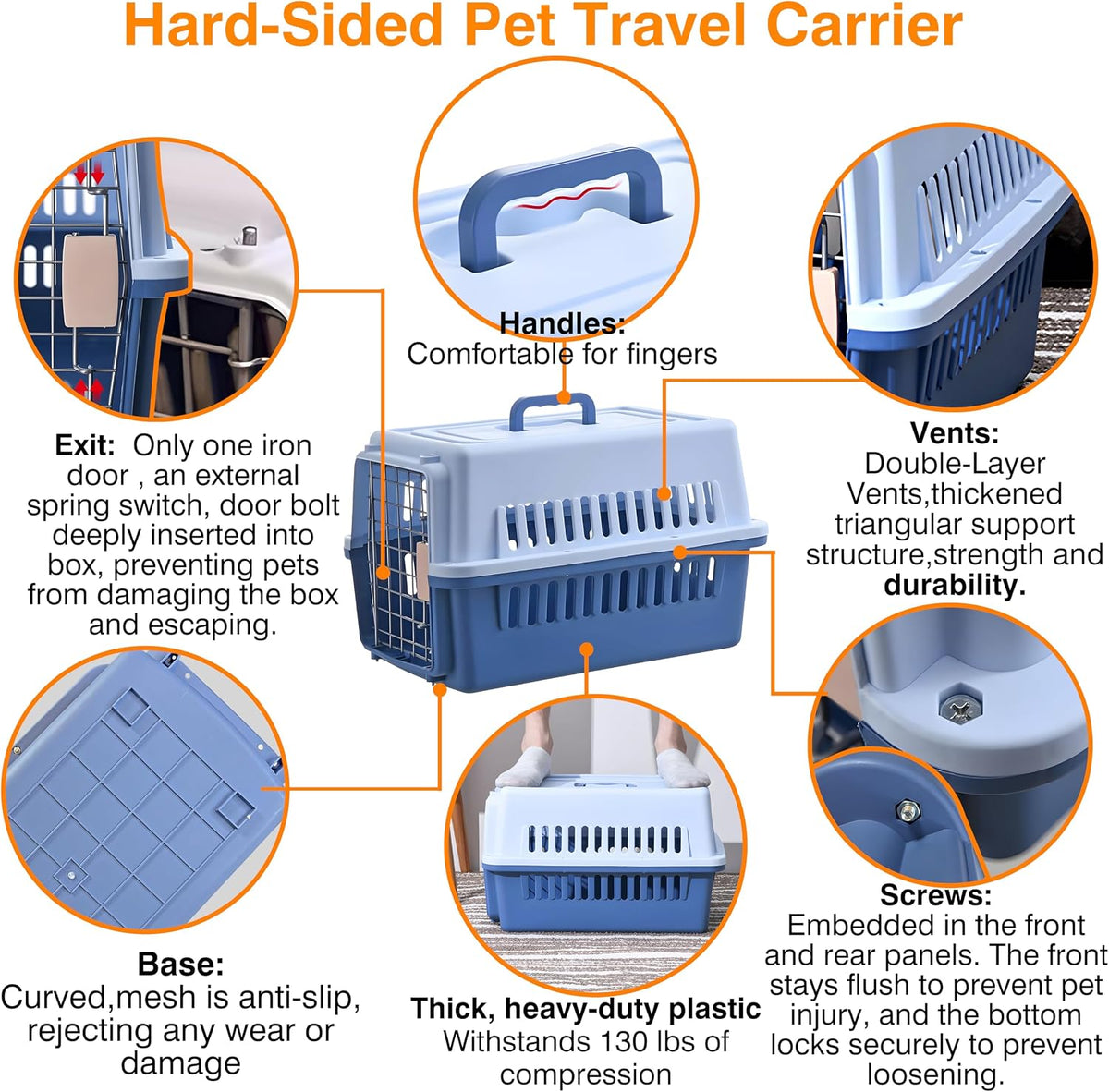 pets carrier,kennel,19in,long,hard-sided,for cat up to 14lb,suit for airline/road shown in use
