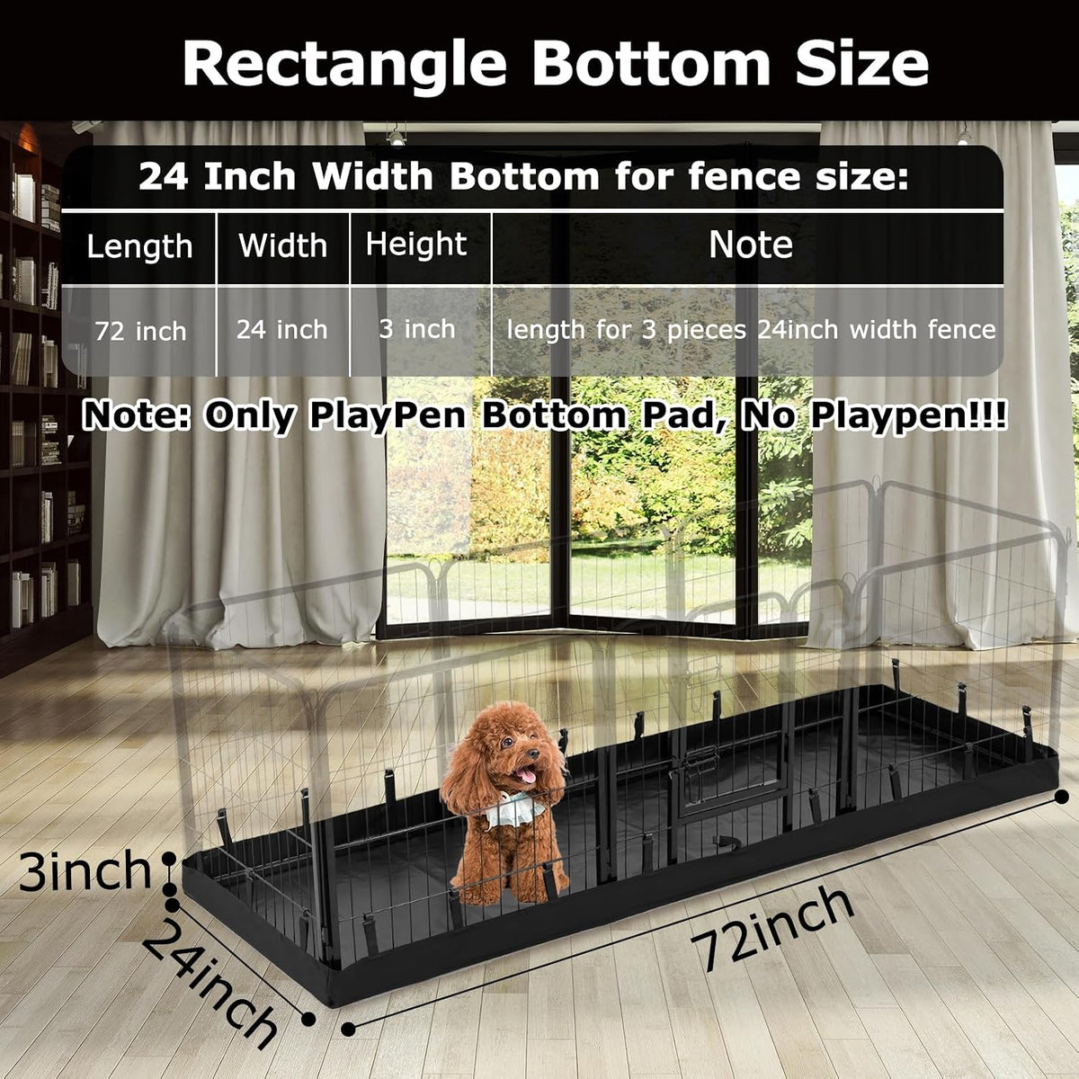 pjyucien rectangle playpen bottom pad for 24'' width shown in use