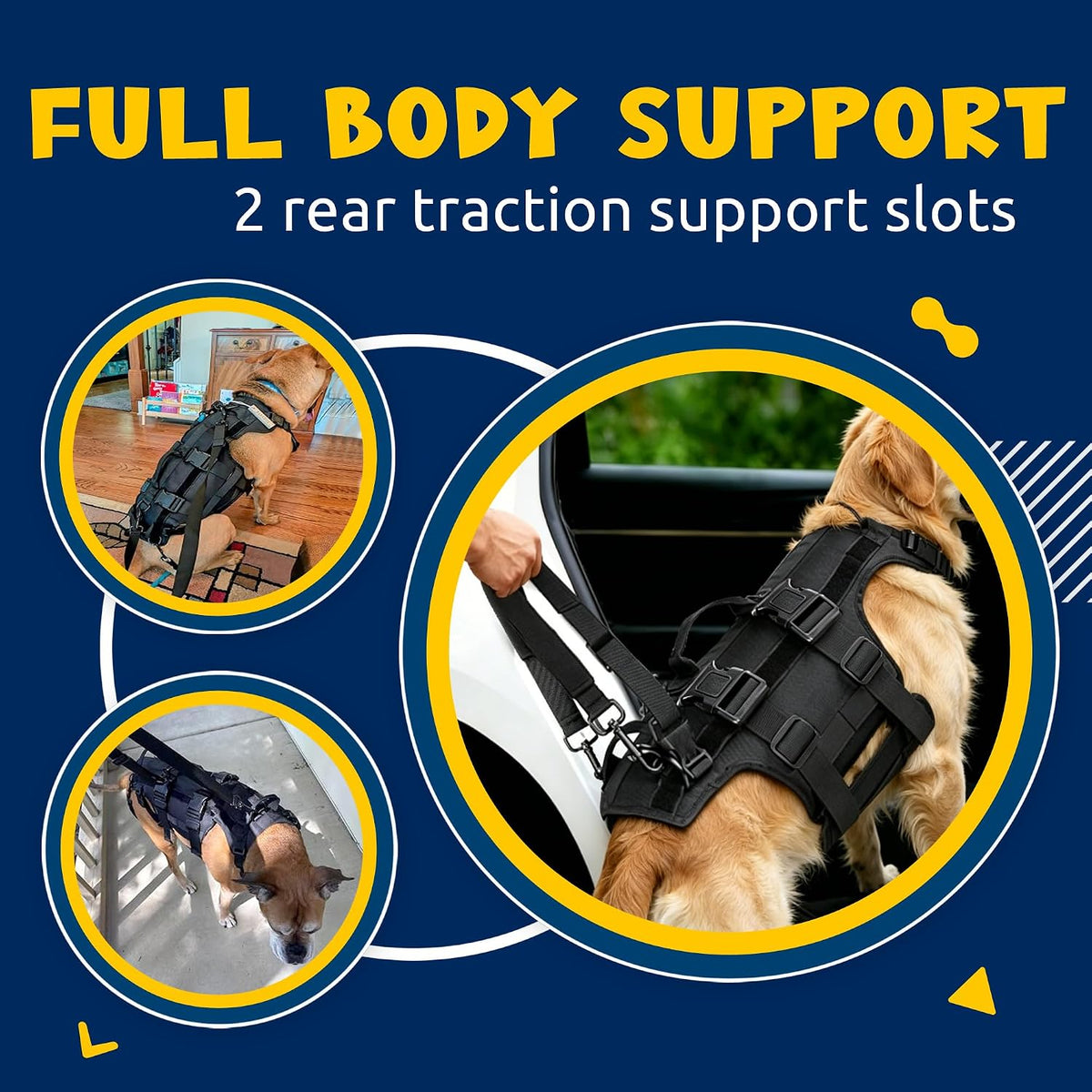 dog lift harness for rear leg support, professional, close-up detail