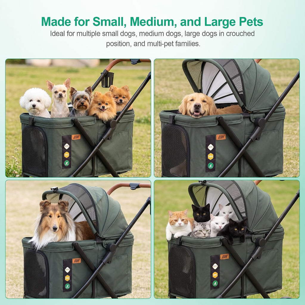 jwx pet stroller for medium and large dogs, side view