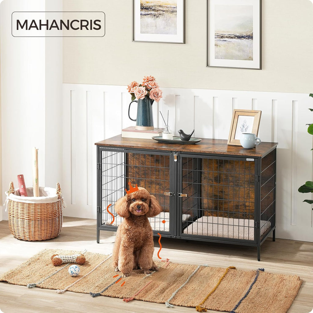 mahancris dog crate furniture for 2 dogs, 43.3", close-up detail