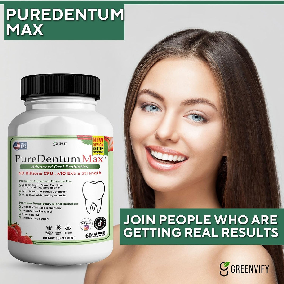 puredentum for gums and teeth health & fresh shown in use