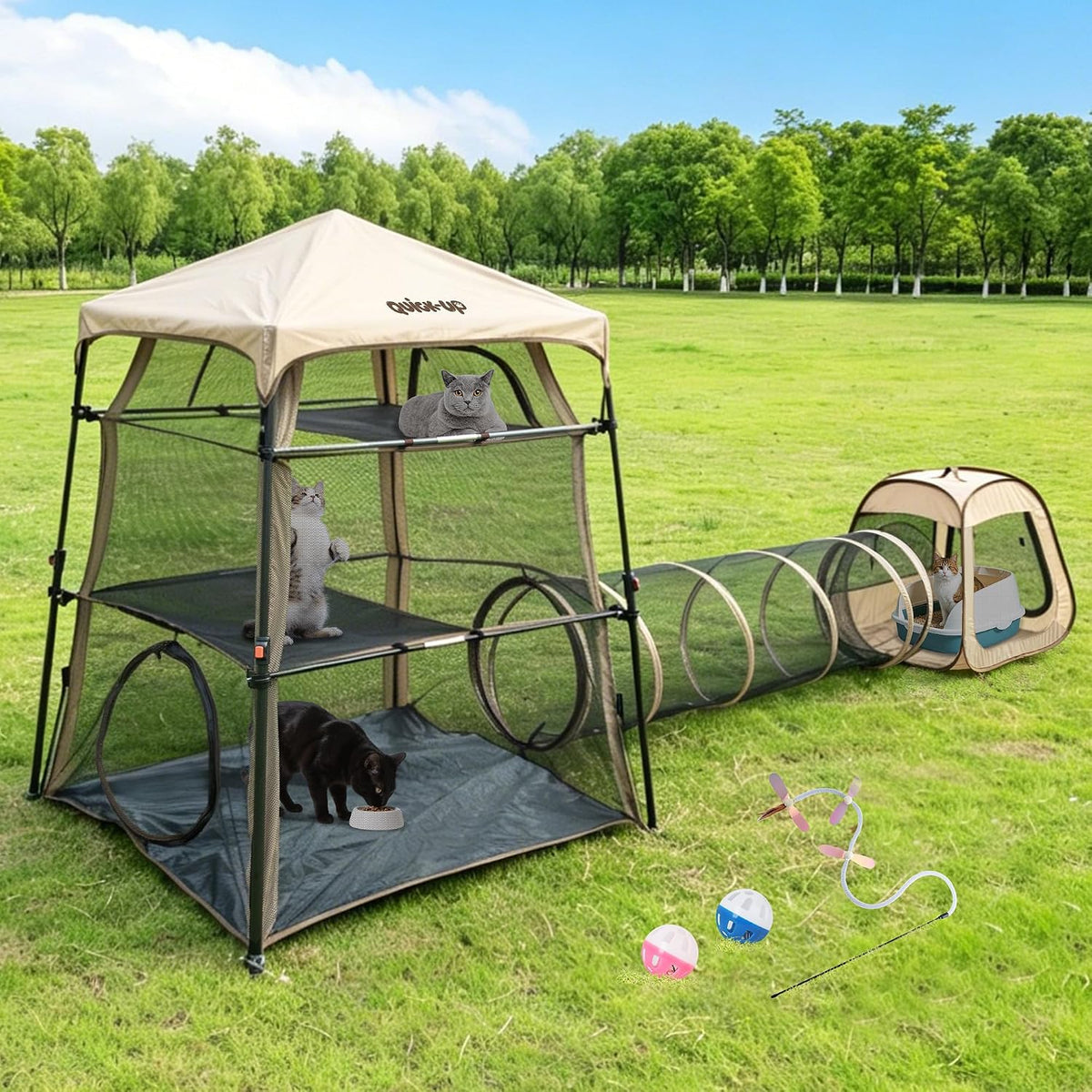 3 in 1 portable cat enclosures with tunnel, main product view
