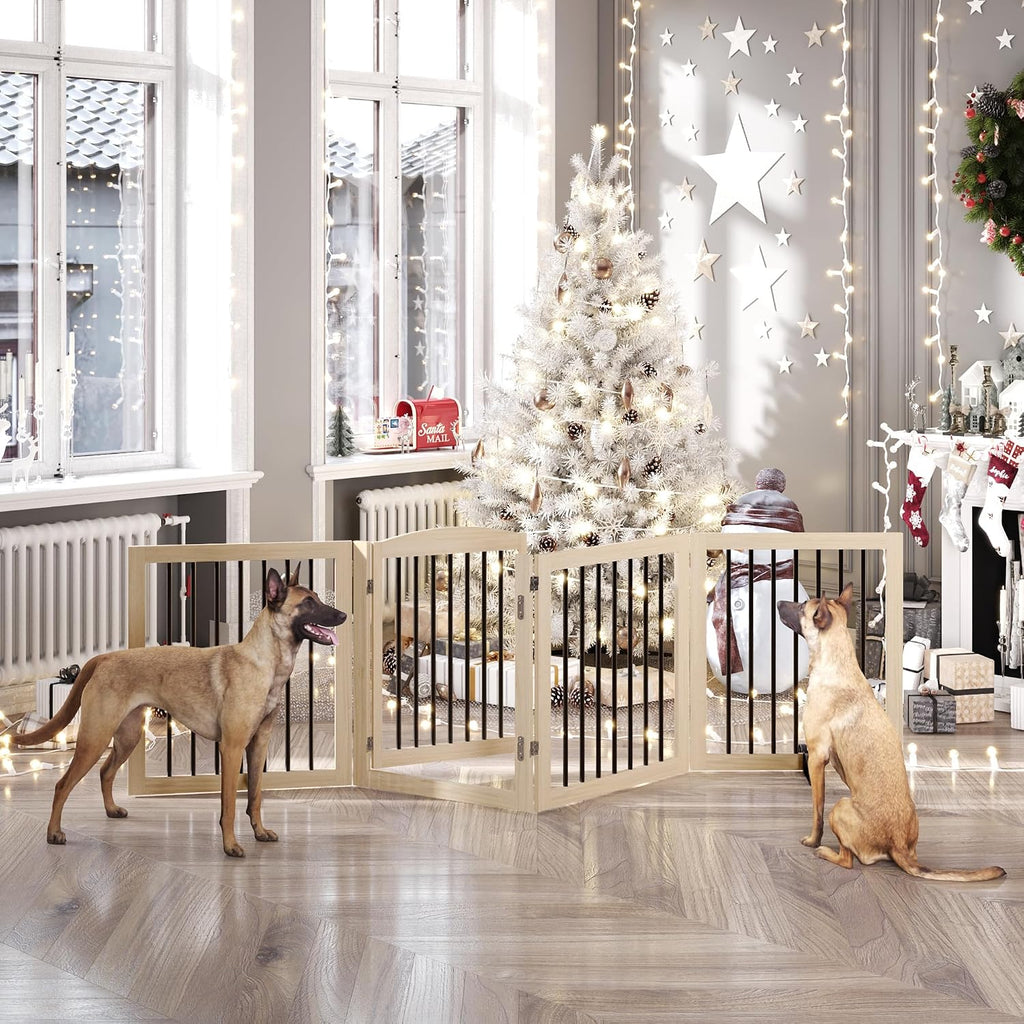 vantas 96" x 30", no-assembly wooden dog gate shown in use