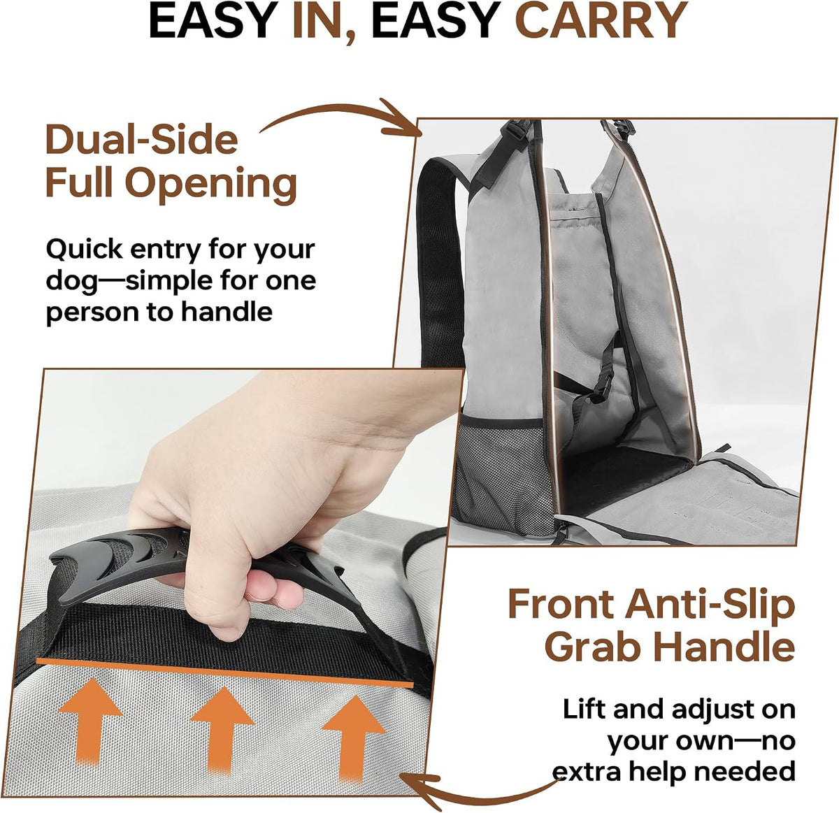 dog backpack carrier for small & medium dogs showing dimensions