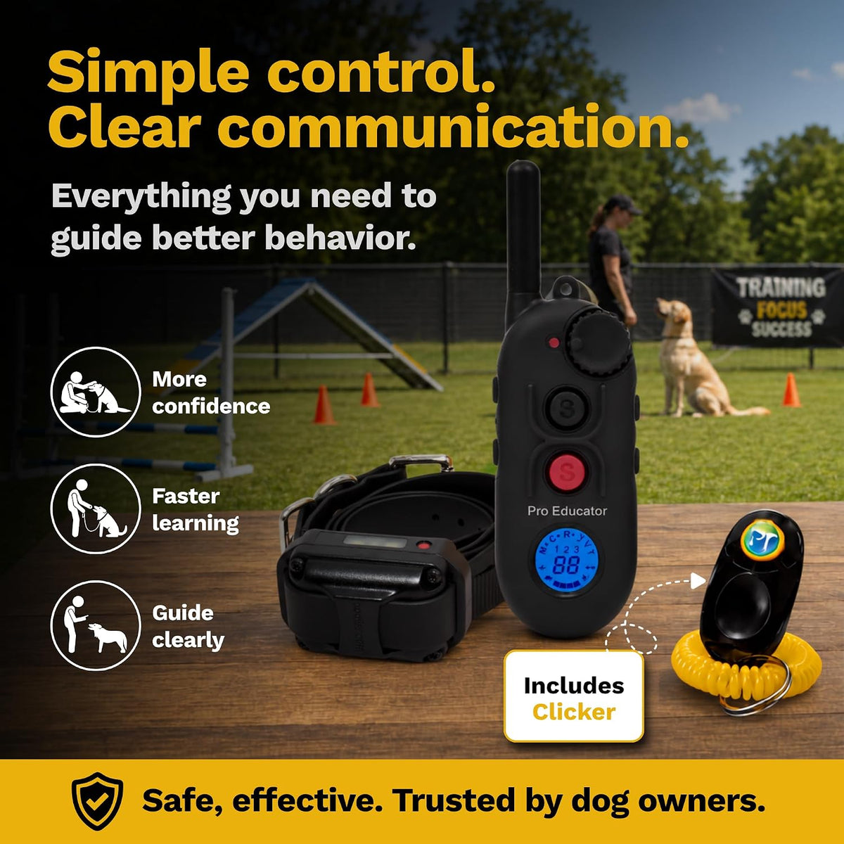 educator pe-900 pro e collar for dog training, side view