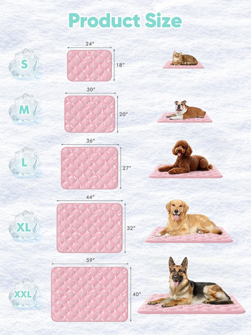 rywell dog cooling mat 2.0,soft blush pink, 44" on a desk or shelf