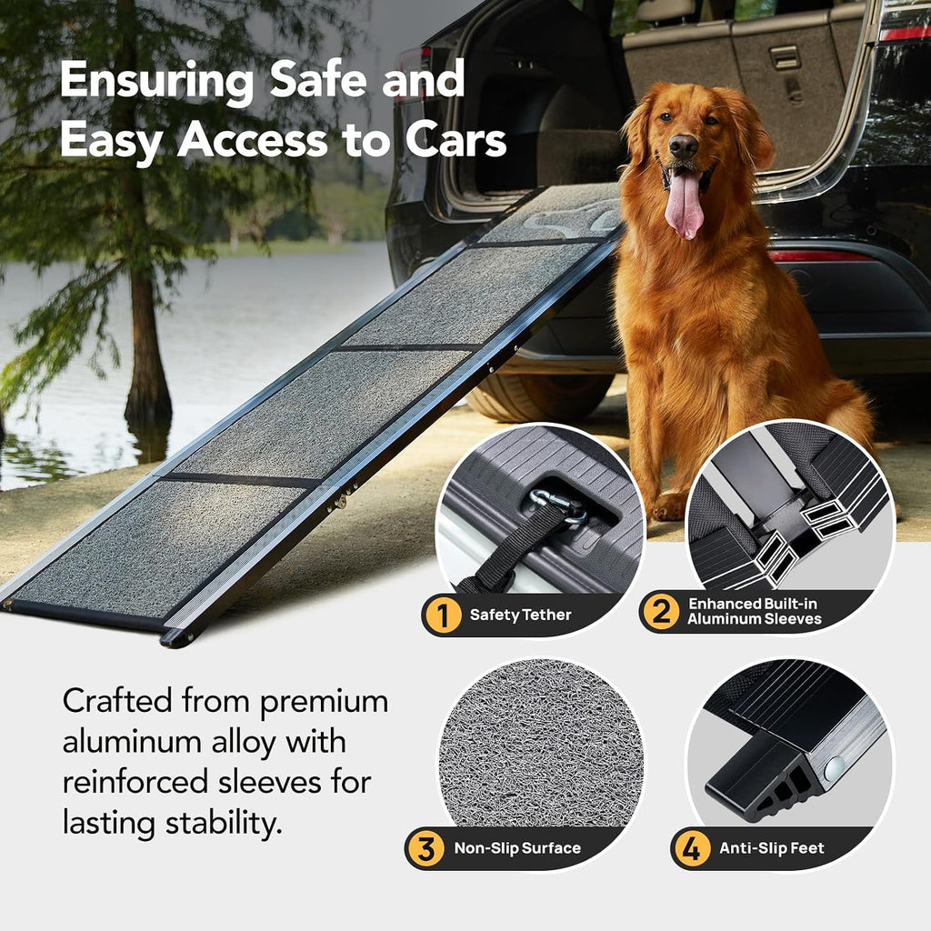 petthem dog ramp for cars, 71" l ×, side view