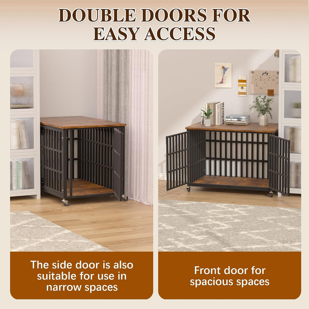 38 inch dog crate furniture, heavy duty wooden showing dimensions