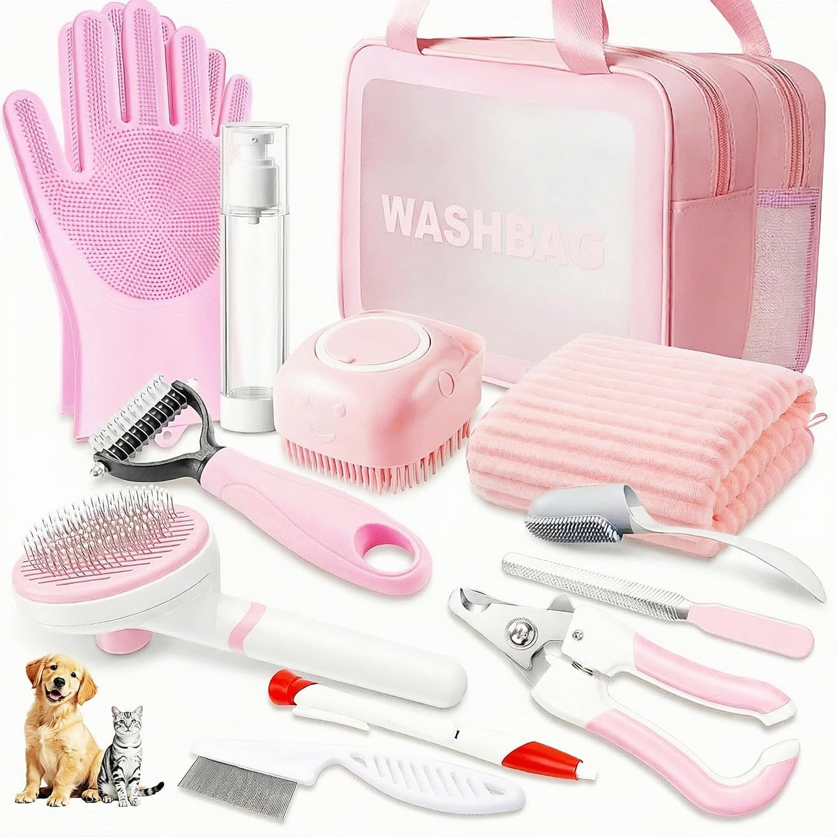 dog bath kit & dog brush kit for, main product view