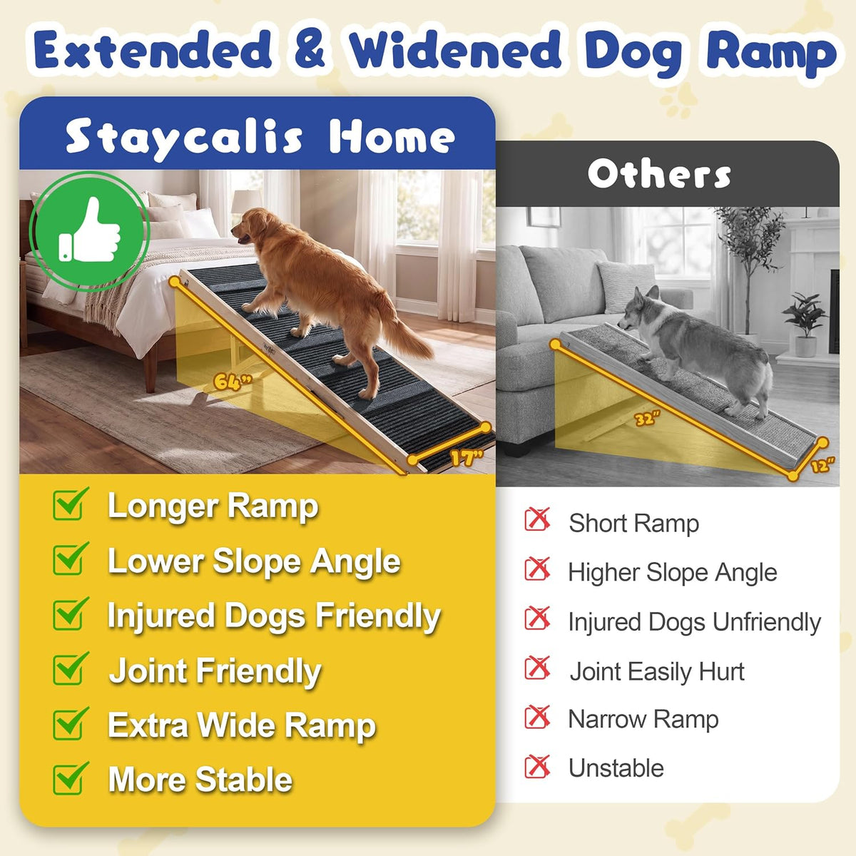 64" l extra long dog ramp for high, close-up detail