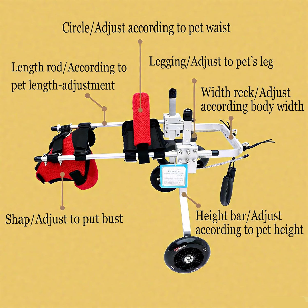 cat wheelchair adjustable 2 wheels pet wheelchair lightweight shown in use