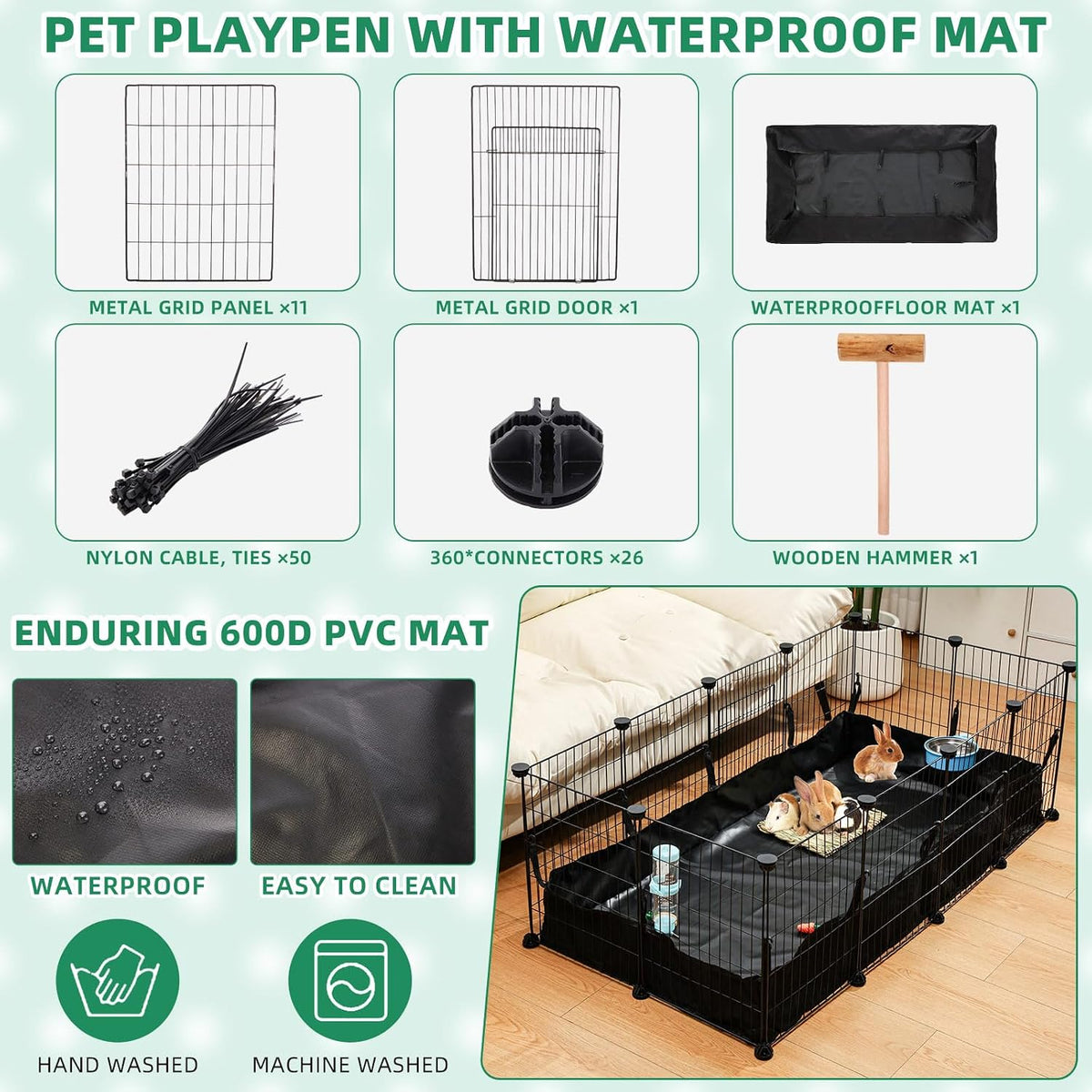 rabbit starter kit litter box bunny tunnel pet, side view