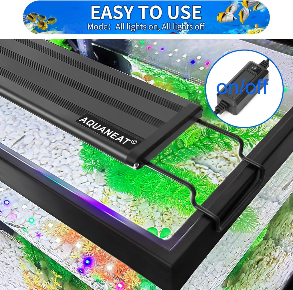 aquaneat led aquarium light full spectrum for 48, side view