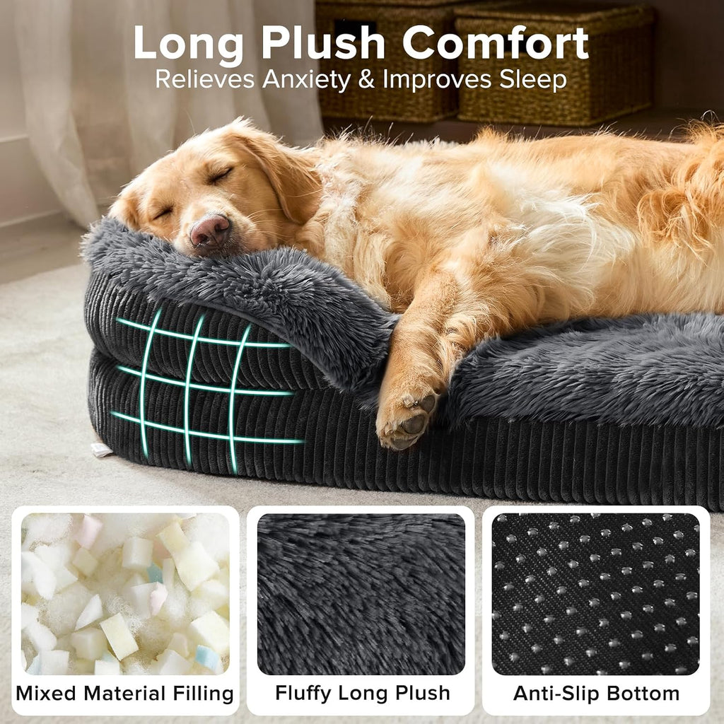 invenho fluffy orthopedic dog beds large sized dog, side view