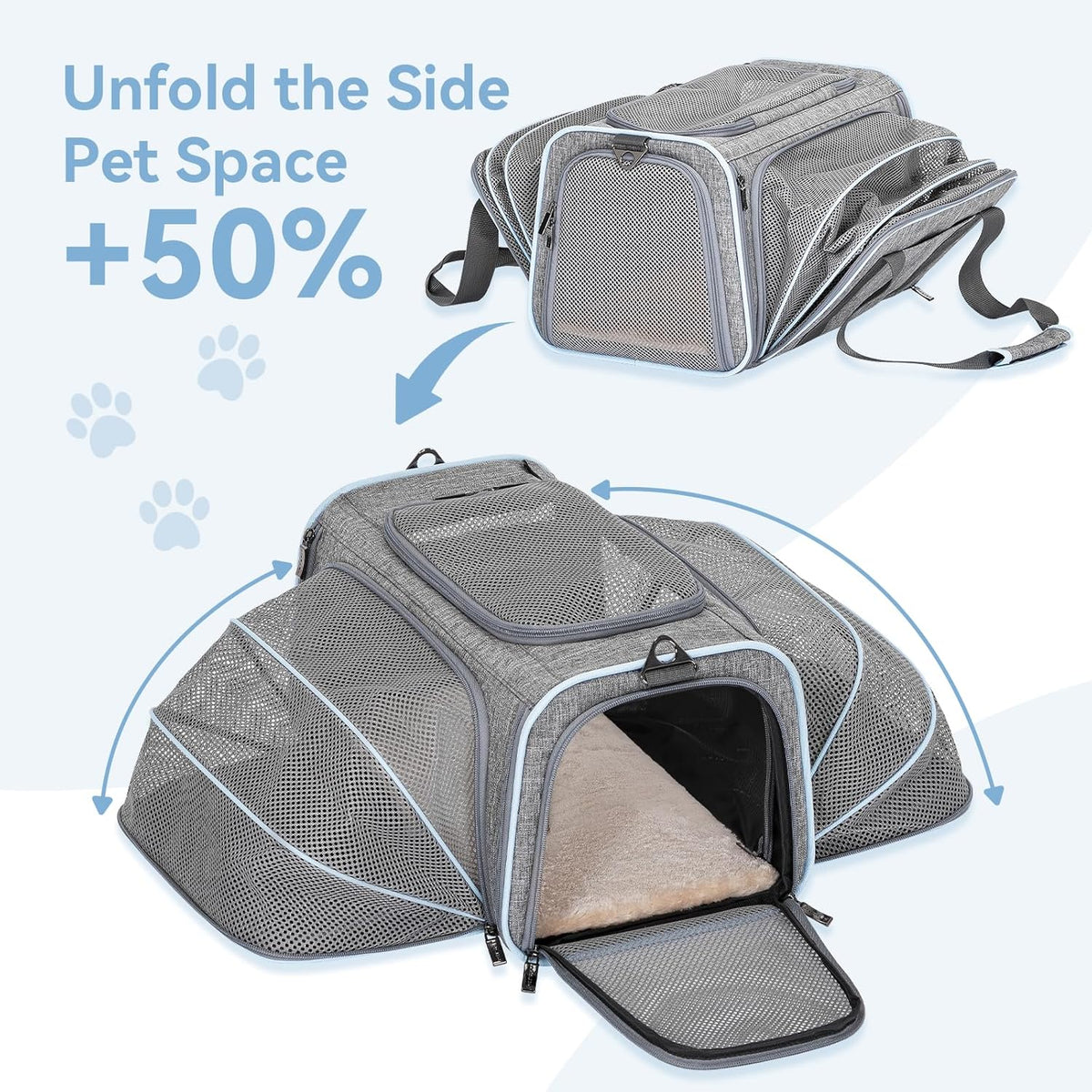 petsfit small double expandable cat carrier for kittens, side view
