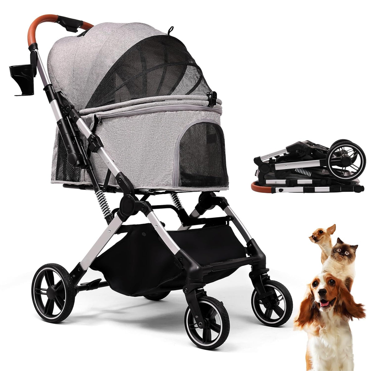 bicystar foldable dog stroller for small medium dogs, main product view