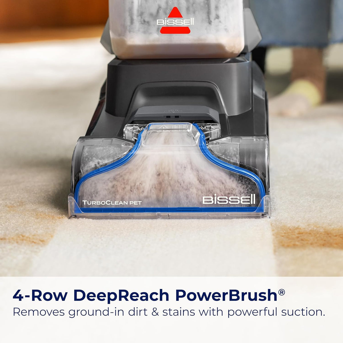 bissell turboclean pet, upright carpet & upholstery cleaner showing dimensions