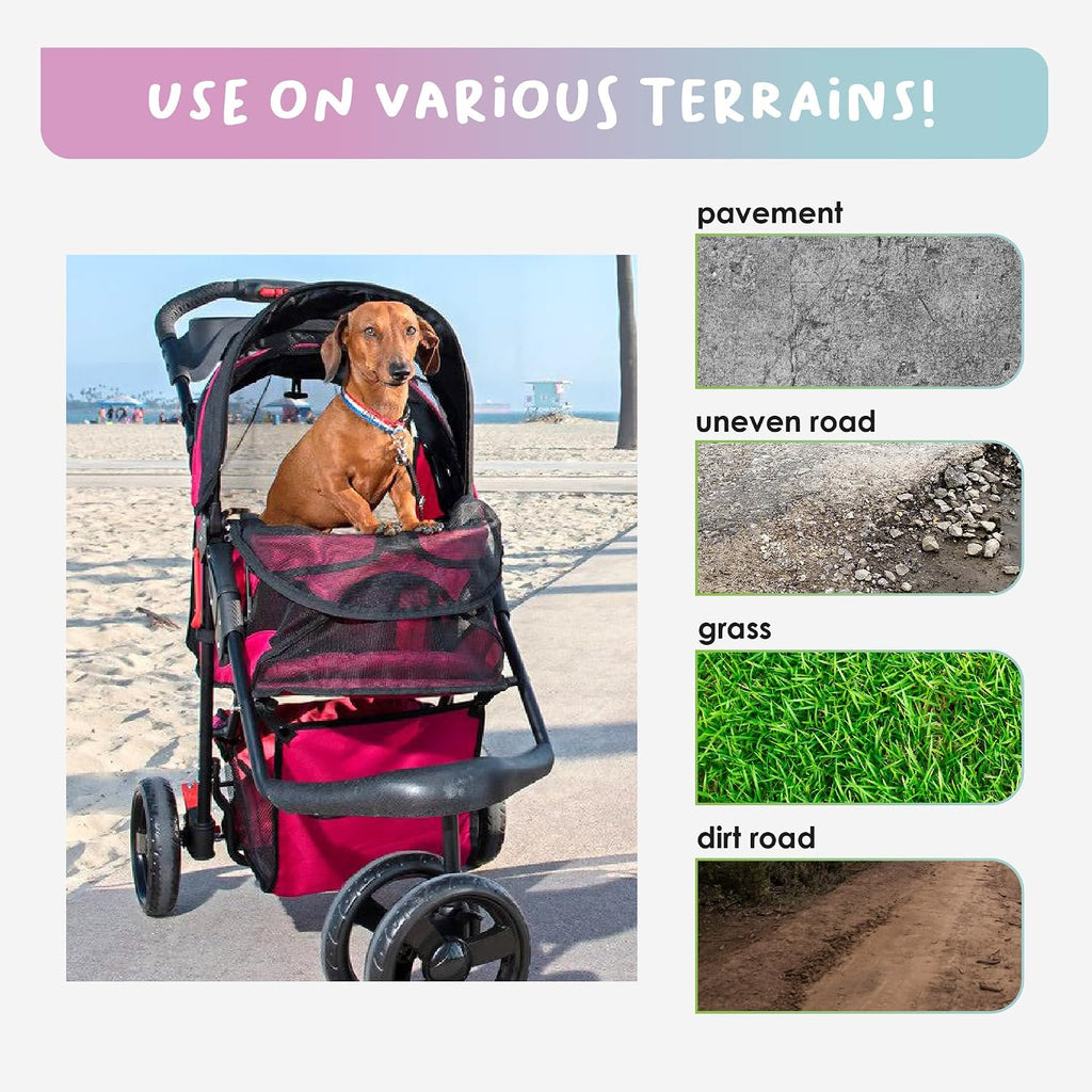 petique durable pet stroller, easy fold, quality mesh, view 9