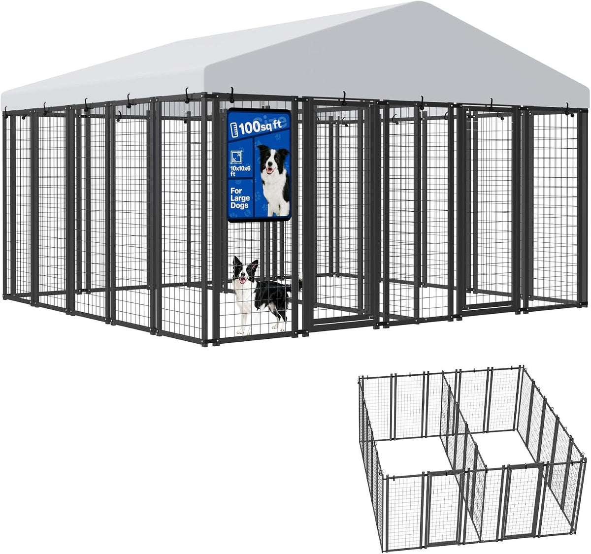 10'x10' outdoor dog kennel for 2 areas, heavy, main product view