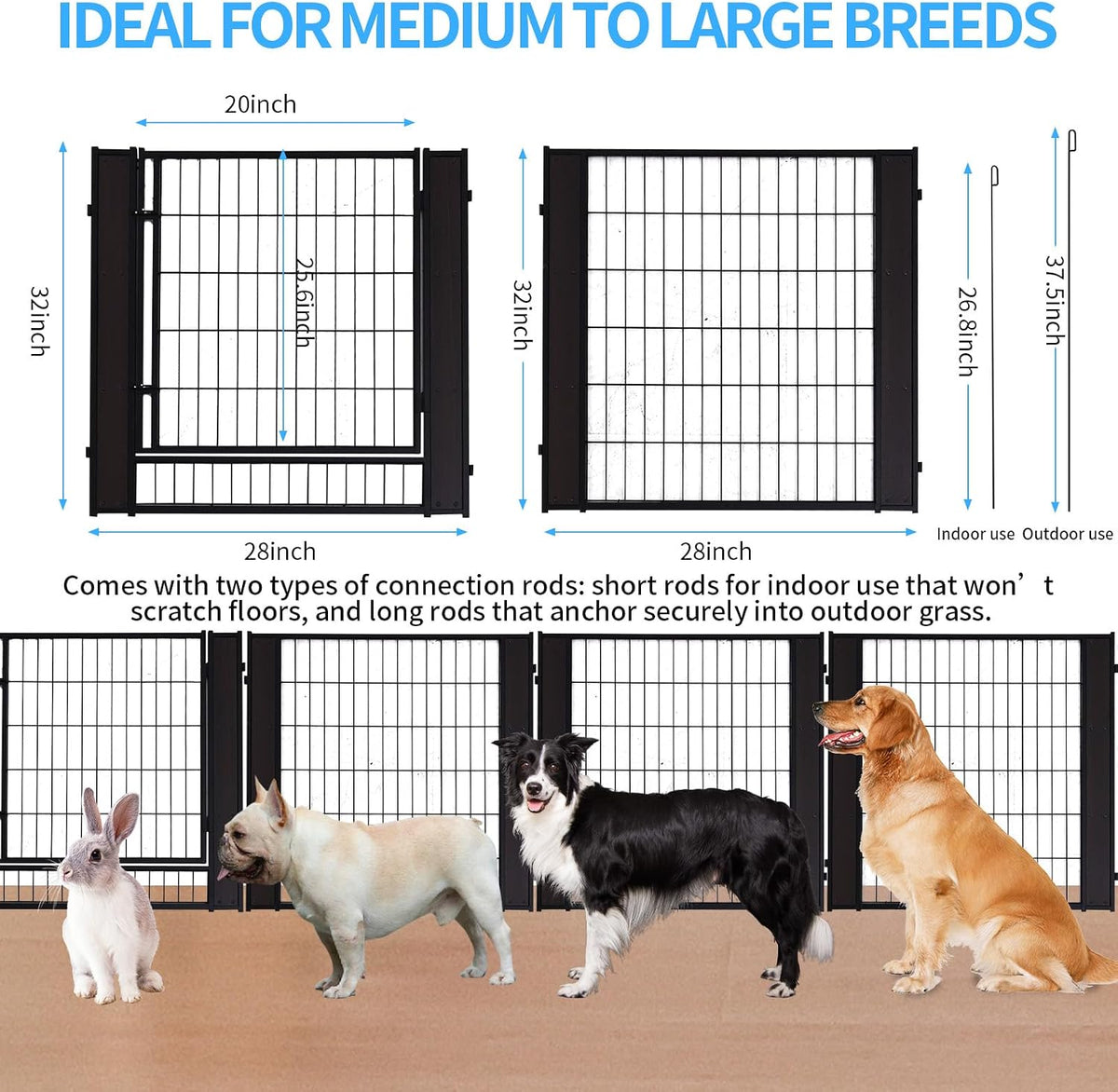 furniture style dog playpen 32" h, 6 panels, close-up detail