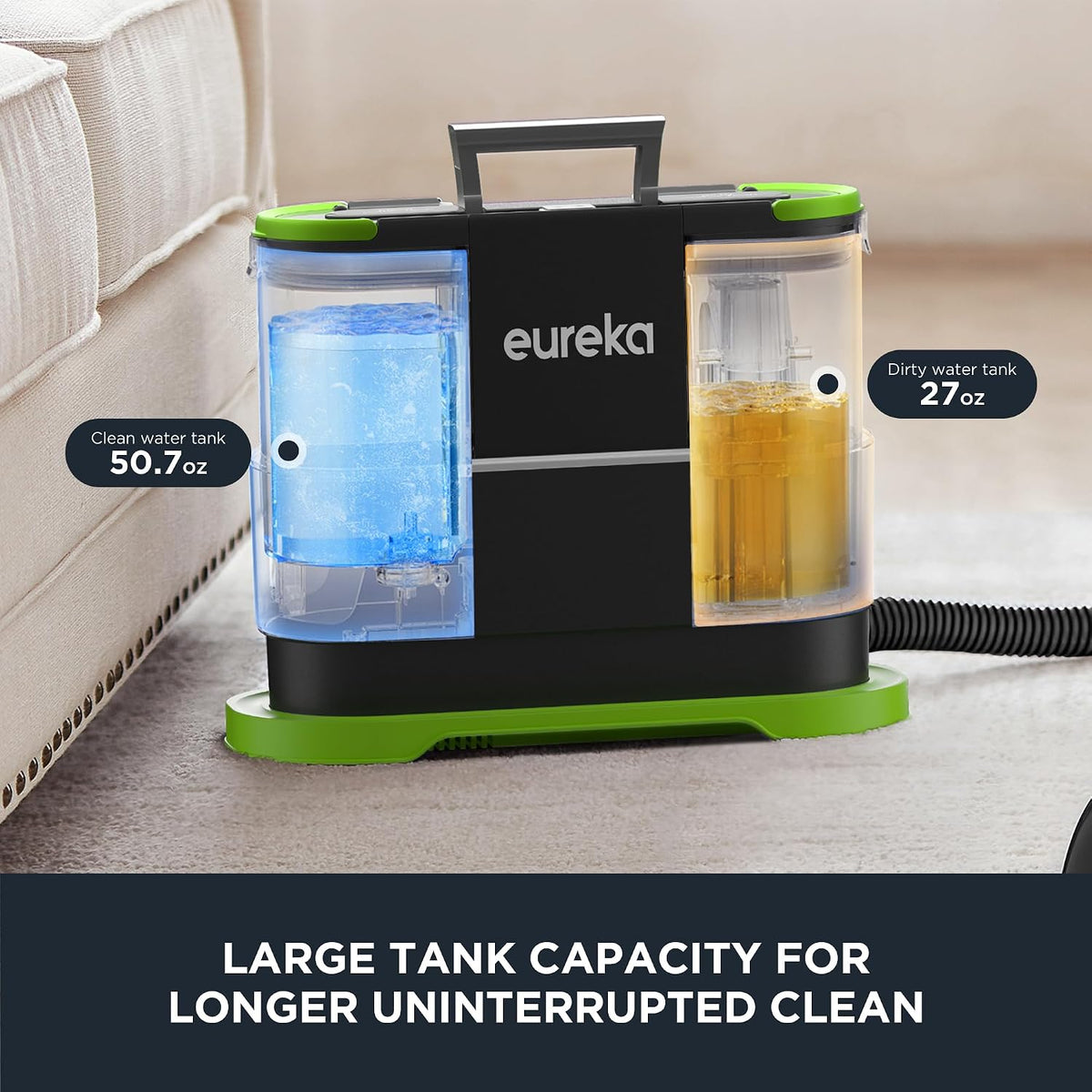 eureka portable carpet and upholstery cleaner, spot cleaner, side view