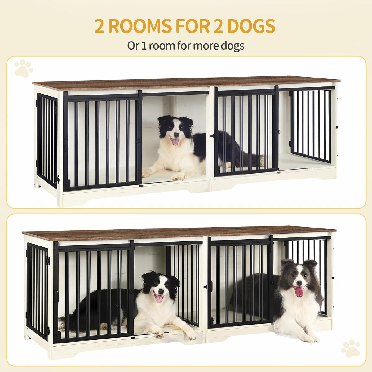 hzuaneri 77.6 in double dog crate furniture, dog, side view