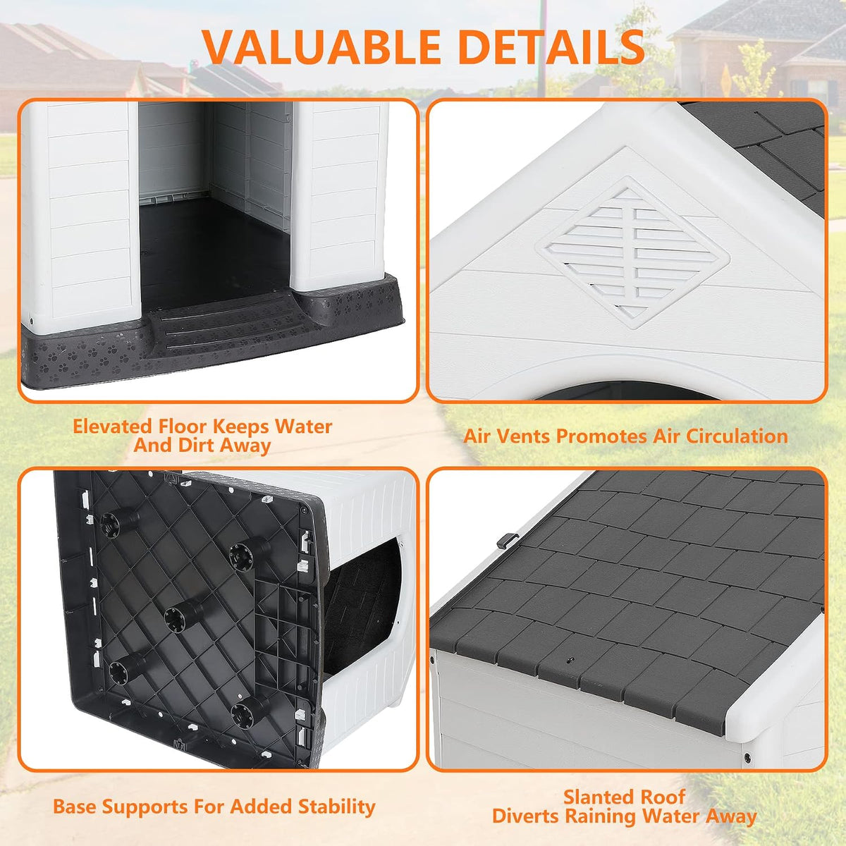 zeny large plastic dog house - waterproof dog on a desk or shelf