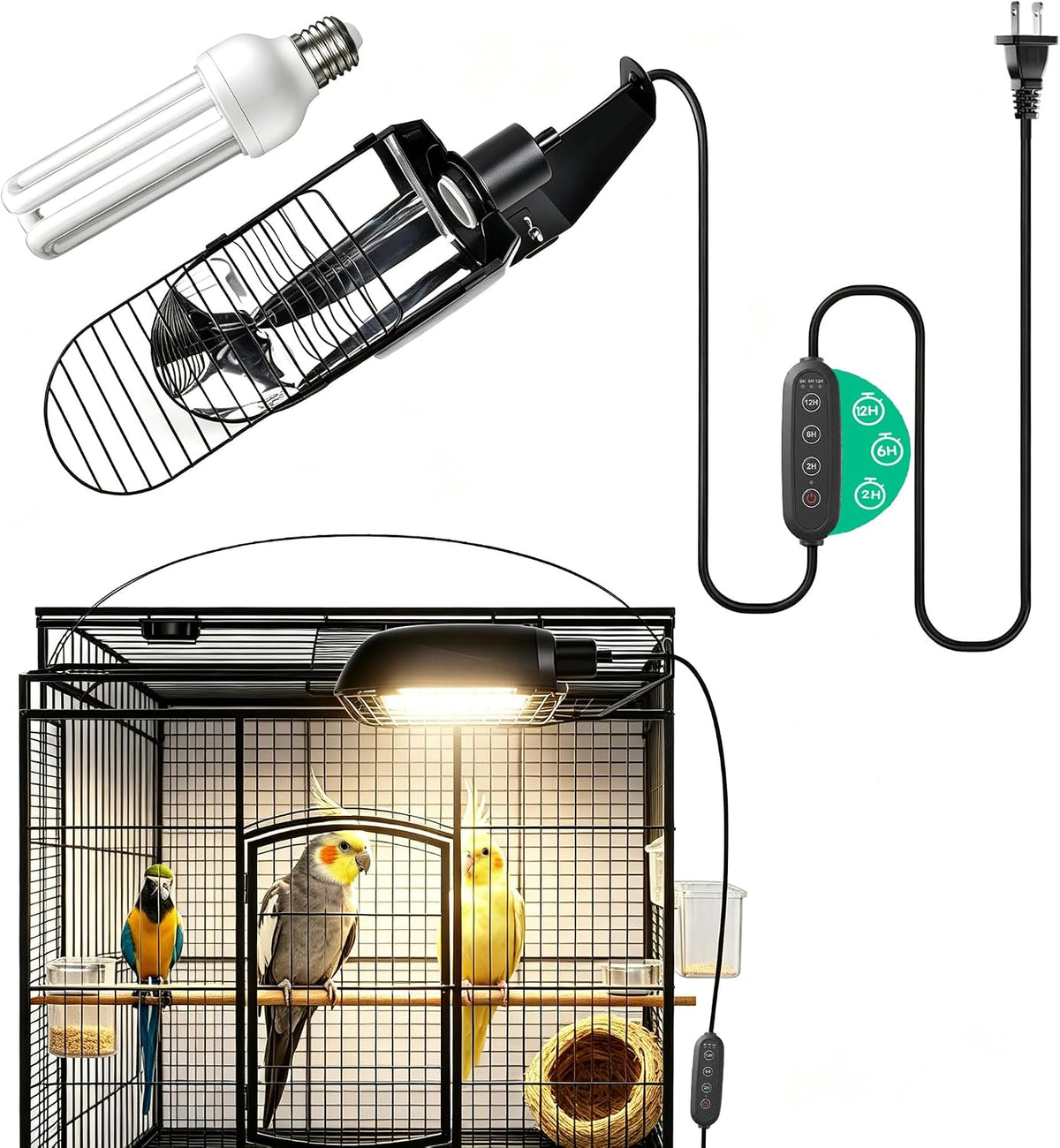 lustaled 2.4% uvb bird cage light fixture combo, main product view
