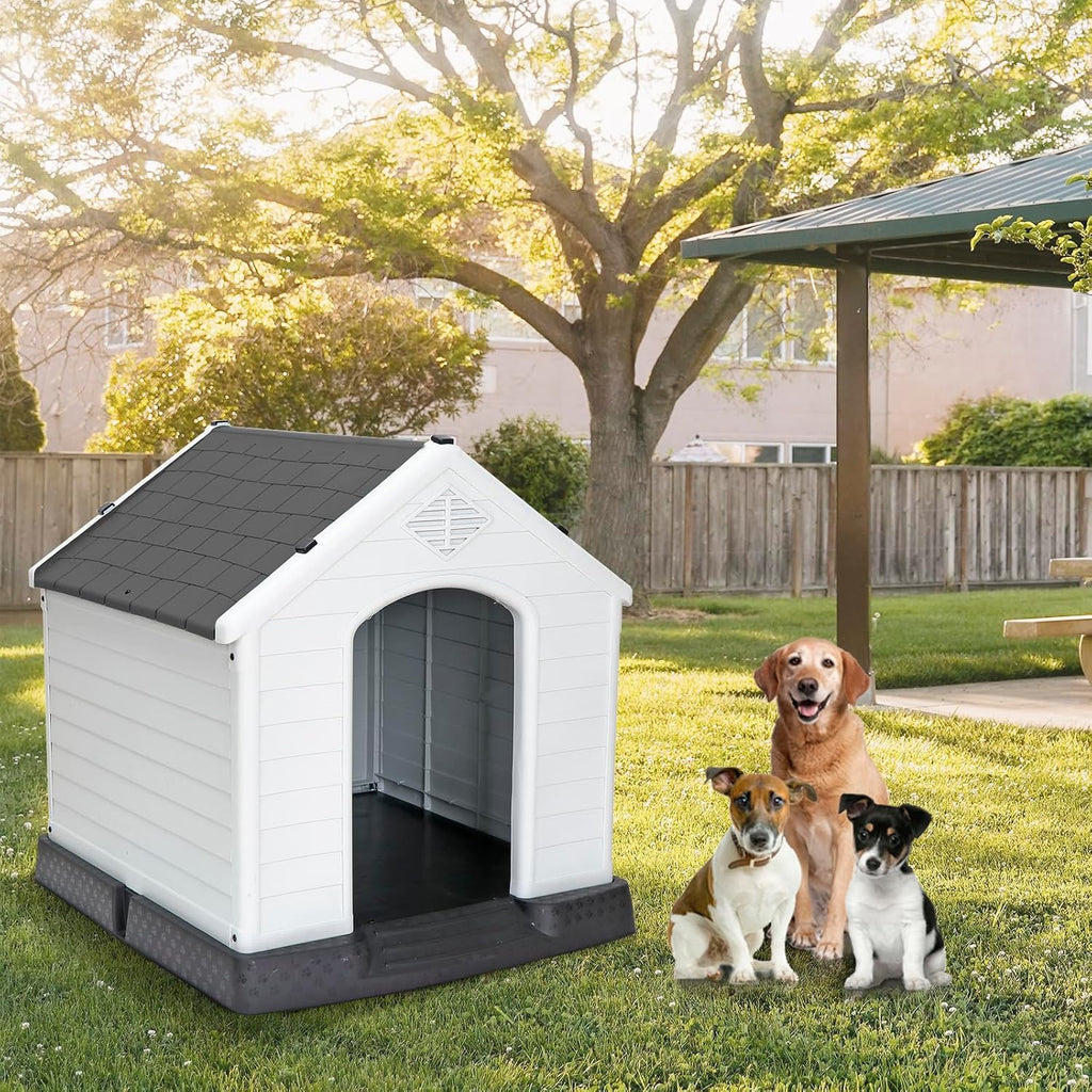 zeny plastic dog house - waterproof dog kennel, front angle view