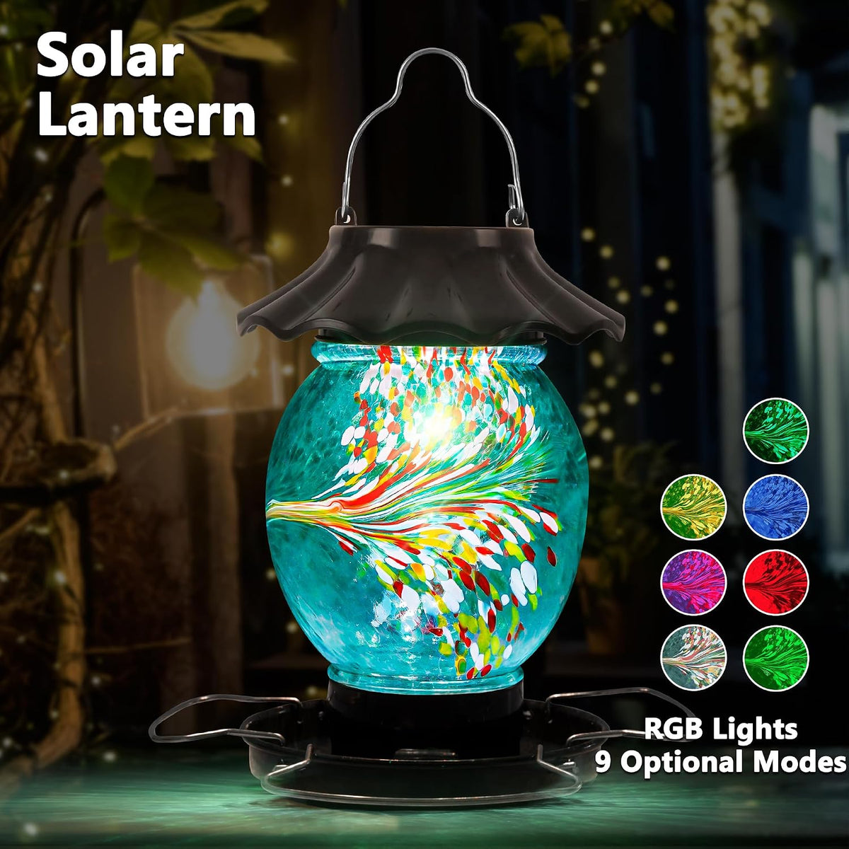 lujii solar bird feeder for outdoors hanging, hand, close-up detail