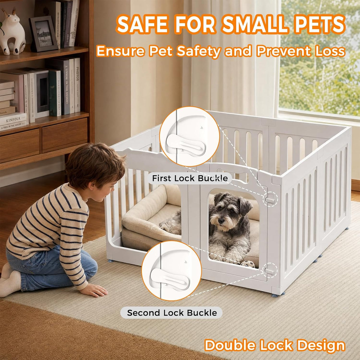 acrylic dog playpen indoor, 24" puppy/small dog play showing dimensions