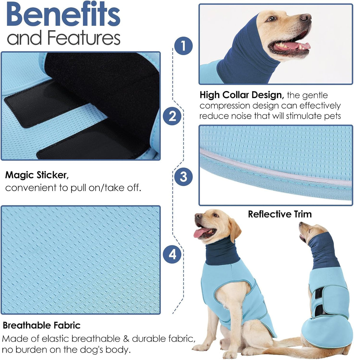 aofitee extra-large dog anxiety vest, thunder jacket for shown in use