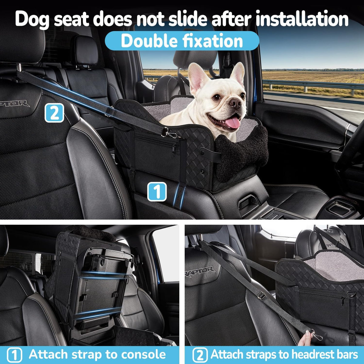 center console dog car seat,pet puppy middle console showing dimensions