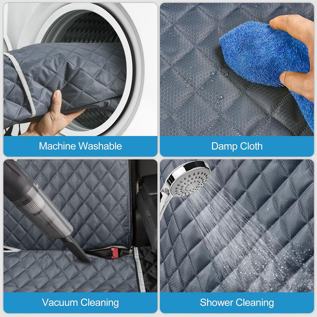 anosospecial grey dog car seat cover for back showing dimensions