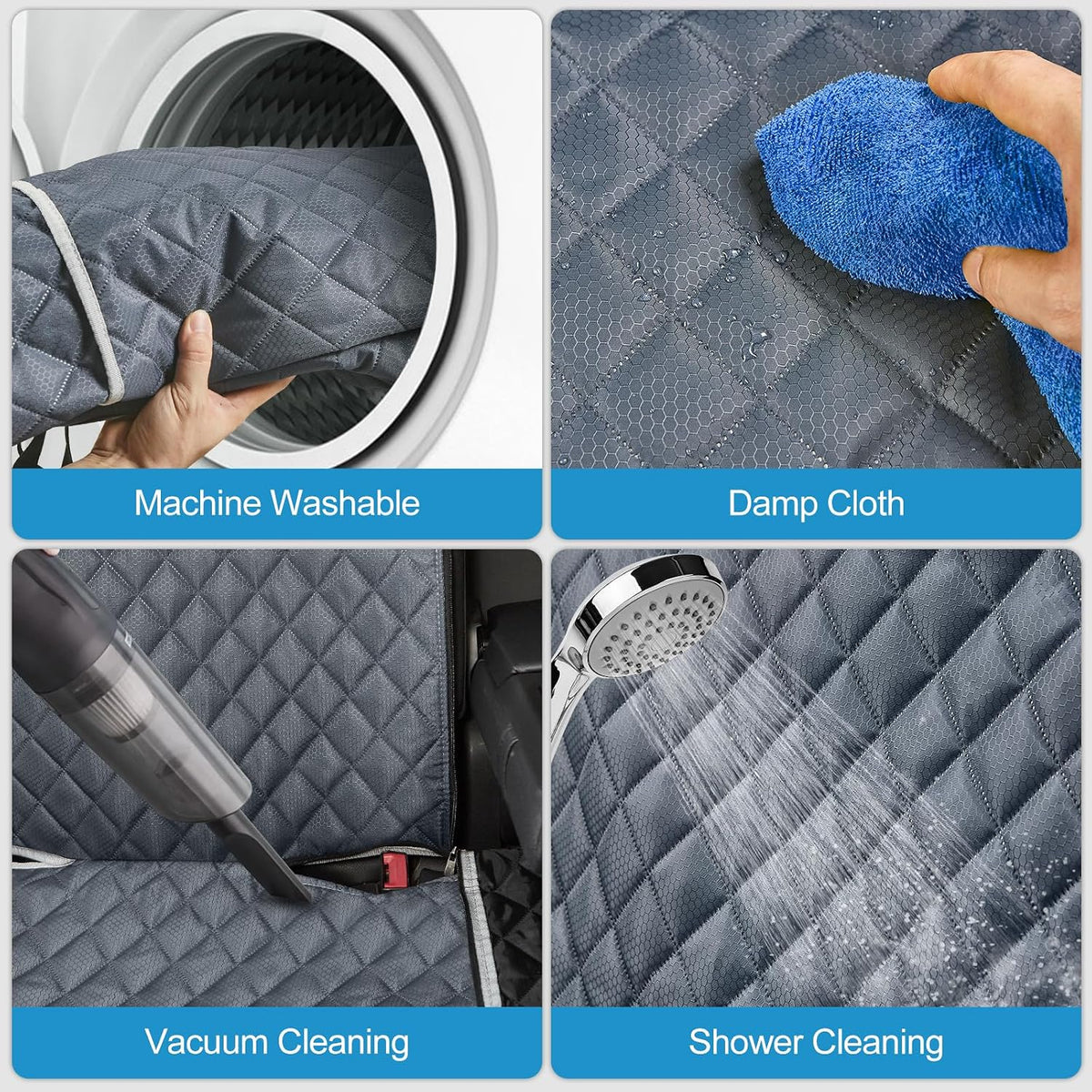 anosospecial grey dog car seat cover for back showing dimensions