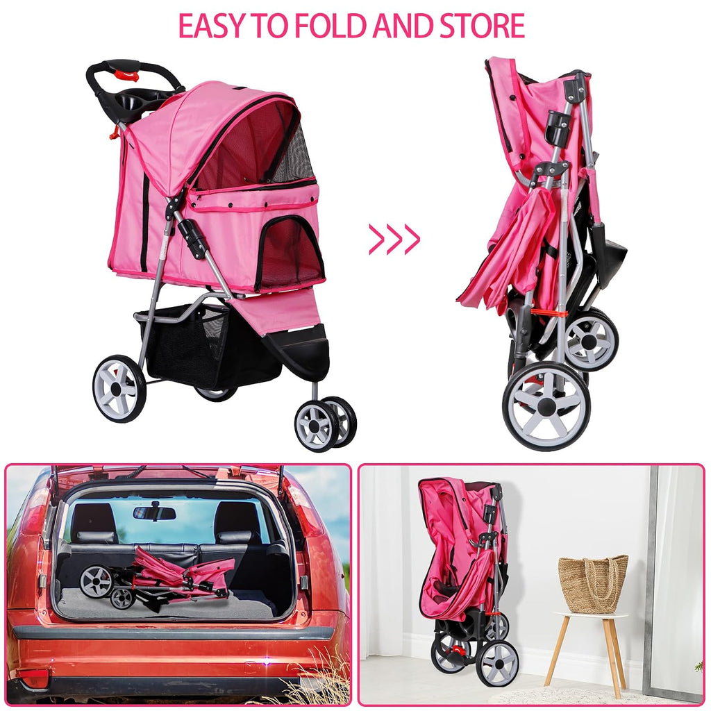 foldable pet stroller for cats and dogs 3, side view