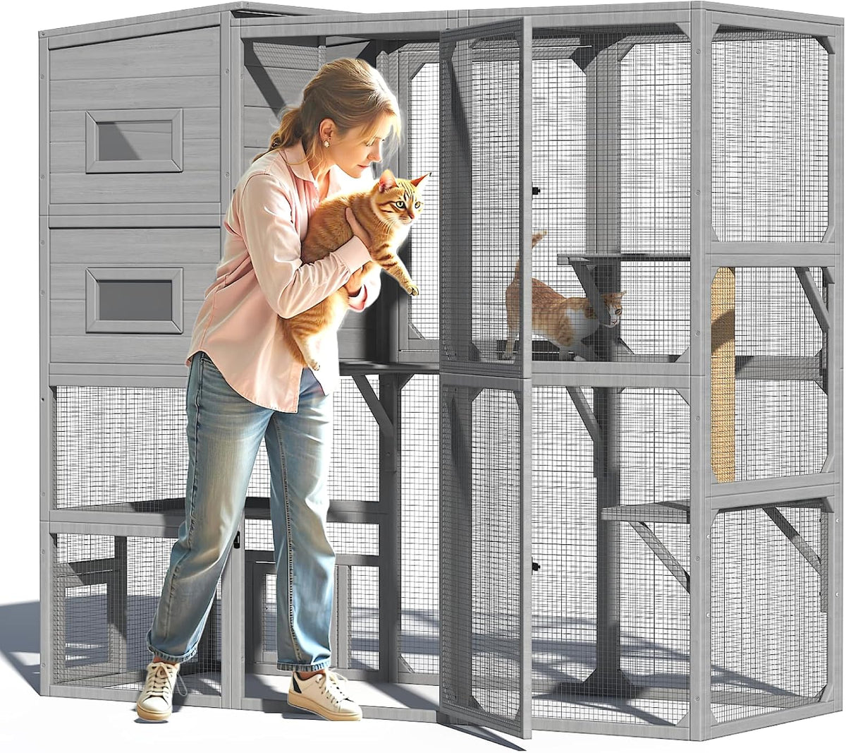 timhaka catio outdoor cat enclosure, 70 inch large, main product view
