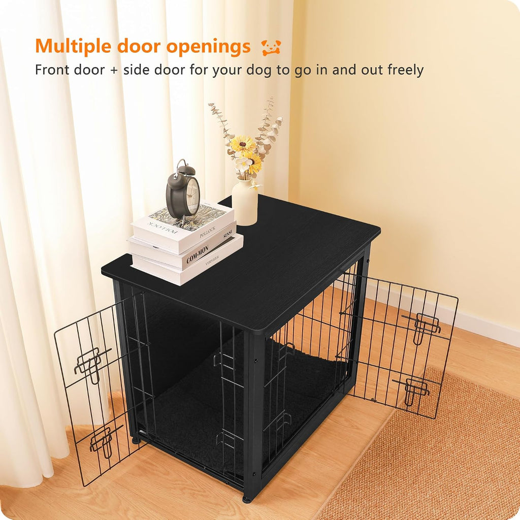 dwanton 27" dog crate furniture, dog kennel indoor shown in use