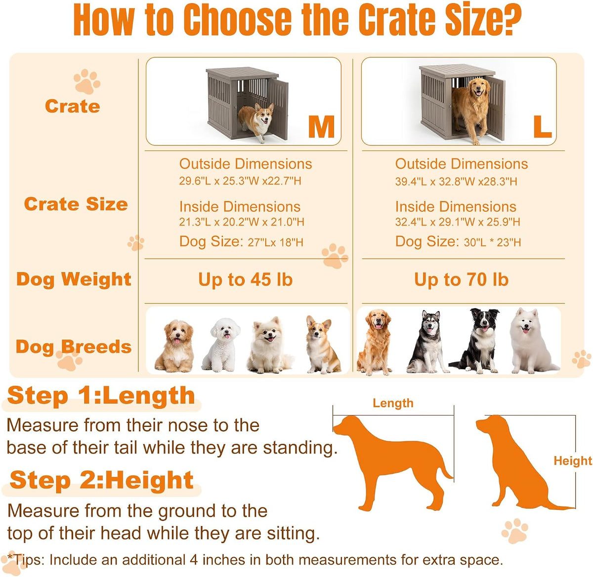 efu 43 inch large dog crate furniture, indoor, front angle view