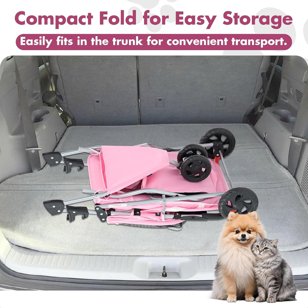 dumos 3 wheels pet stroller for small dogs, side view